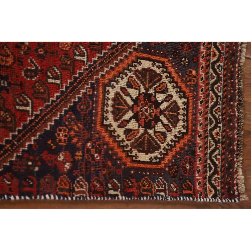 Tribal Geometric Shiraz Persian Vintage Area Rug Handmade Wool Carpet - 3'0"x 5'7"