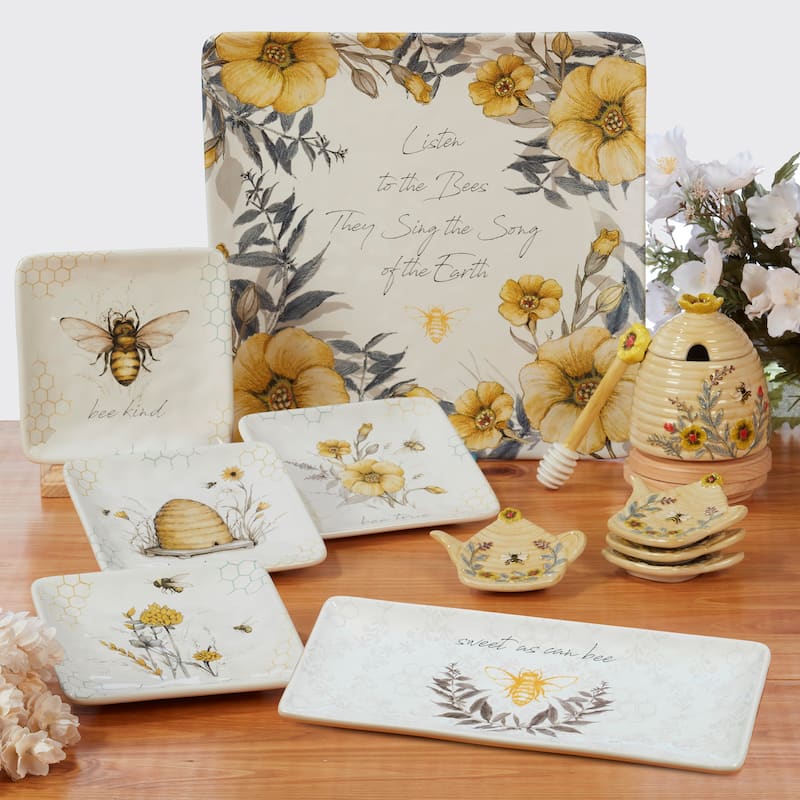 Certified International Bee Sweet 9 oz. 3-D Honey Pot with 4 Tea Bag Holders