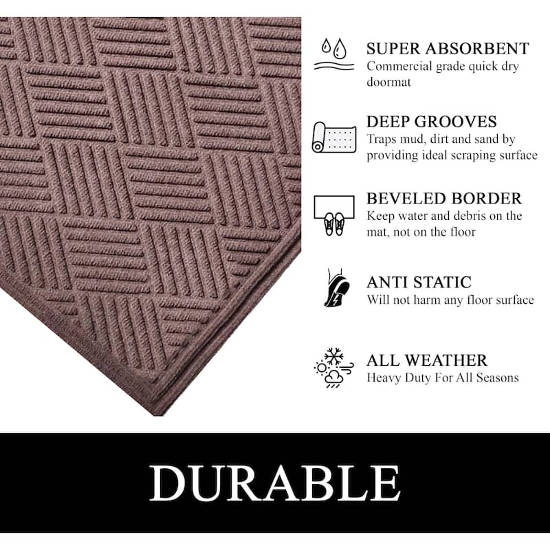 A1HC New All Weather Superior Dirt and Moisture Absorbing Polypropylene Door Mat with Non-Slip Backing for Inside Outside Use