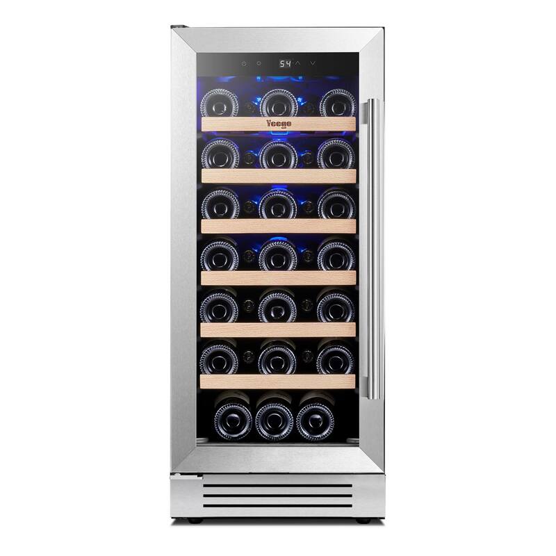 Yeego 14.8 in.33-Bottle Single Zone Wine Cooler Refrigerator Fridge with Built-In/Freestanding Design - Left Handle