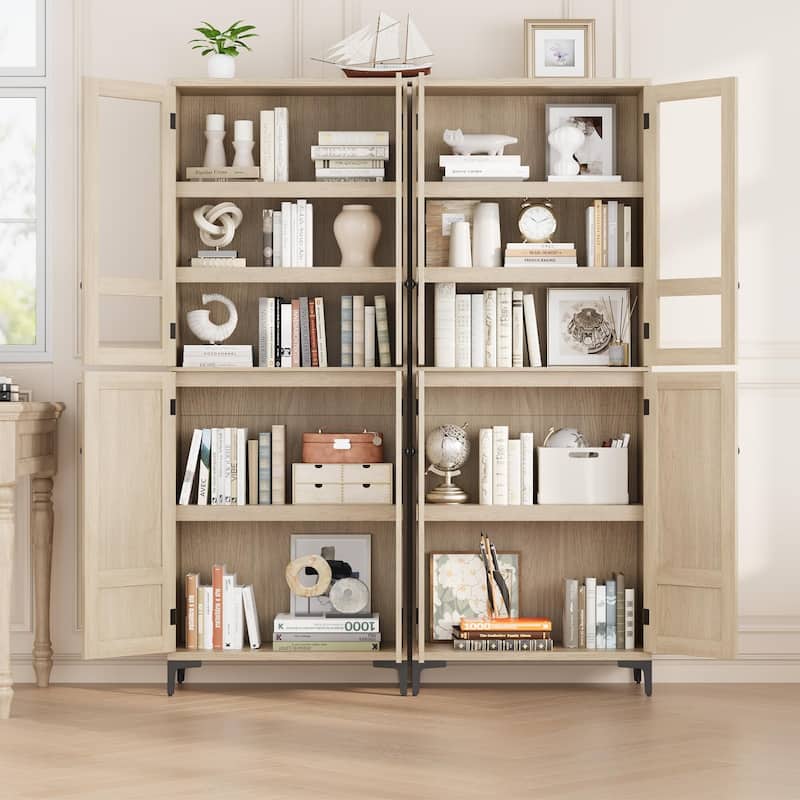 71" Tall Storage Cabinet, Kitchen Pantry Cabinet 5 Tier Bathroom Cabinet with 4 Doors Adjustable Shelves for Kitchen