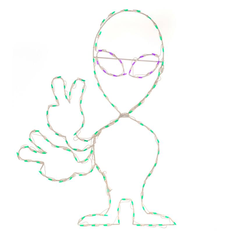 LED Lighted Alien Waving Outdoor Halloween Decoration - 48"