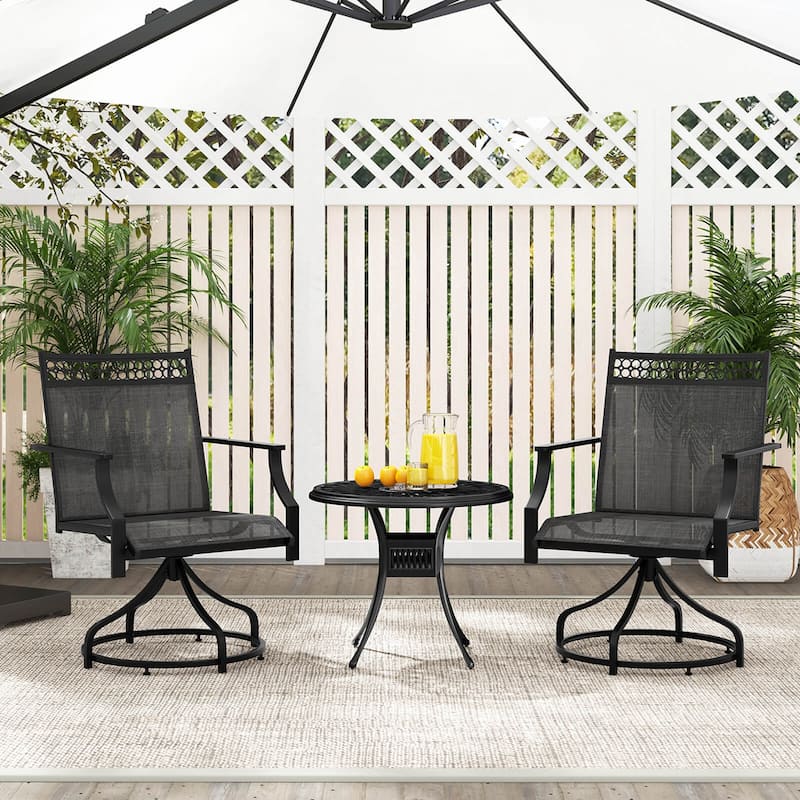 Costway Patio Swivel Dining Chairs Set of 2 with Quick-Drying Fabric - 2 PCS