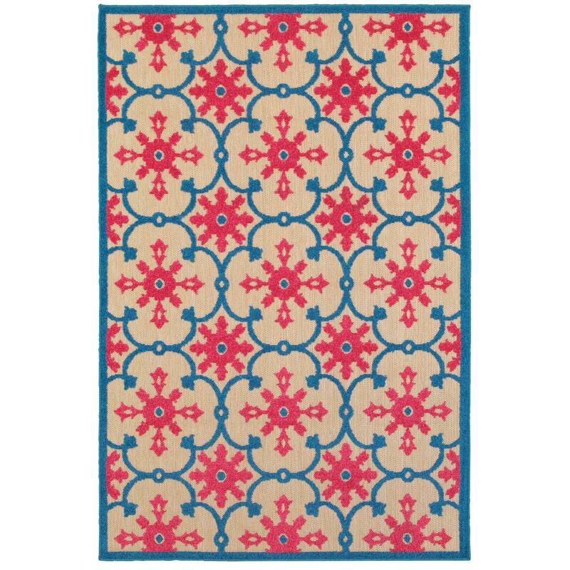 Style Haven Cara Mixed Pile Floral Lattice Indoor-Outdoor Area Rug