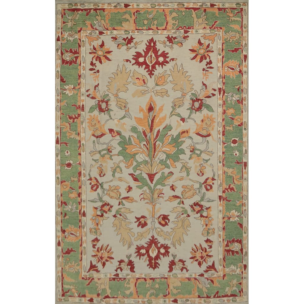 Hand Knotted Oriental 100% Wool Carpet Transitional Floral Beige & Ivories Oushak Area Rug - 14' 4'' X 10' 1''