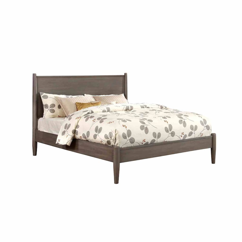 Gray Finish Mid Century Modern 1PC Platform Bed