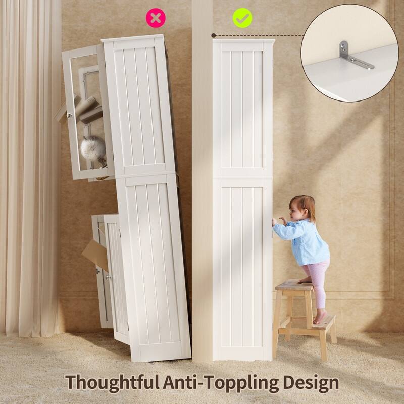 Tall Kitchen Pantry Cabinet, Freestanding Storage Cabinet, Bathroom Storage Cabinet with Doors