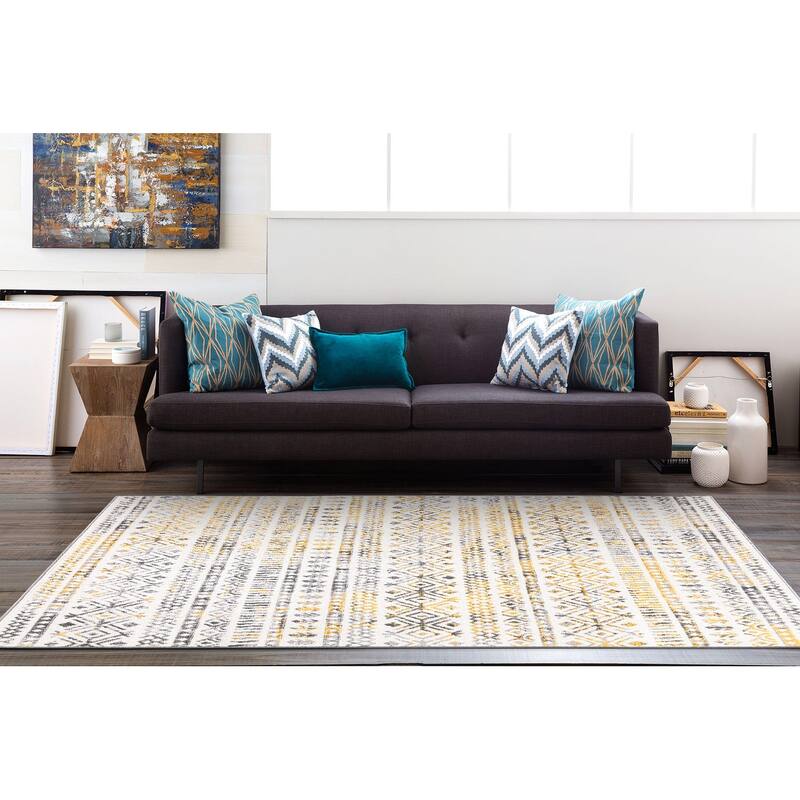 World Rug Gallery Distressed Boho Geometric Modern Area Rug