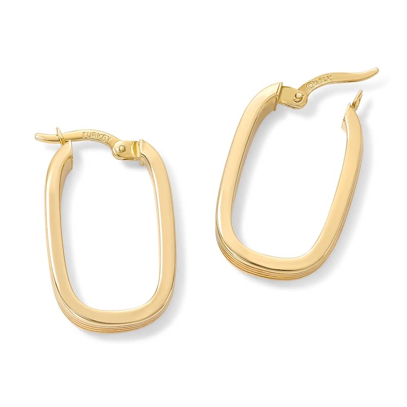 Clover 14K Yellow Gold High-Polish Ribbed Rectangular Hoop Earrings
