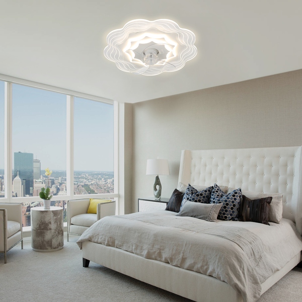 20 Cloud Shaped Ultra Low Profile Ceiling Fan with LED Light Kit 6 Fan Speed and 3 Light Tone Dimmable Remote and App Control Hardwired Remote DC2020
