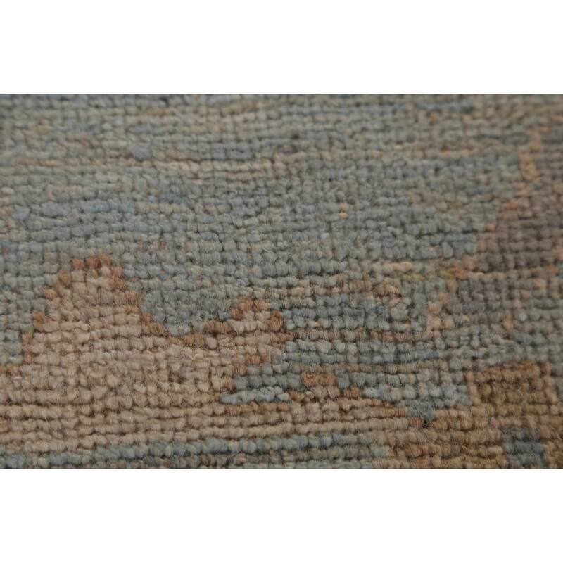Hand Knotted Oriental 100% Wool Carpet Transitional All-Over Navy Blue & Blues Oushak Area Rug - 14' 0'' X 10' 8''