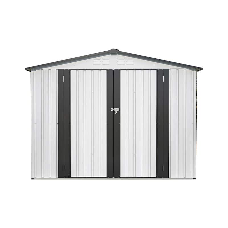 Outdoor 5 x 3 ft White Grey Metal Outdoor Storage Shed with Lockable Doors and Vents