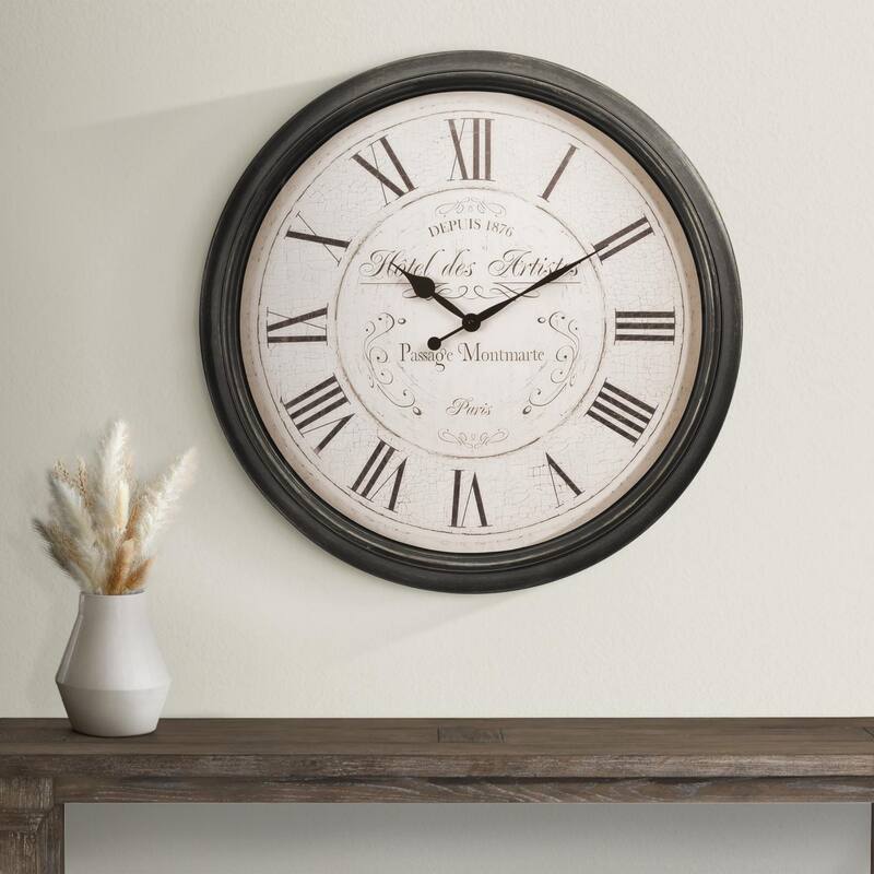 30" Round Wall Clock - Brown/White