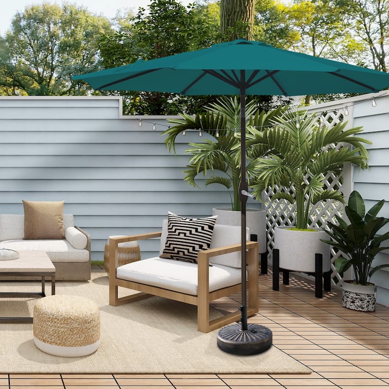Lopes 9-foot Patio Umbrella with Bronze Finish Base Weight Stand Included