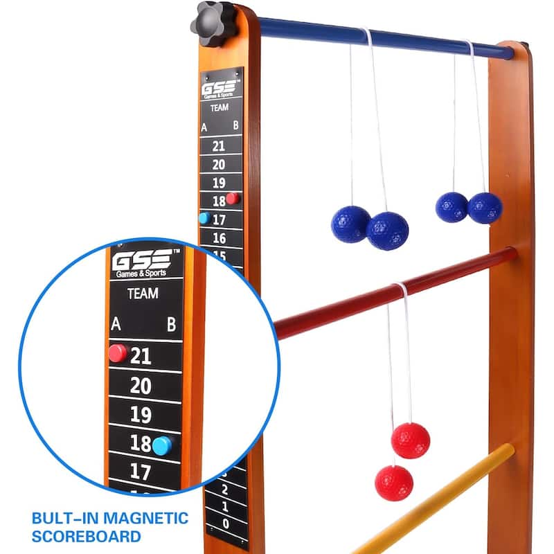 GSE™ Premium Solid Wood Ladder Ball Toss Game Set with Ladder Ball