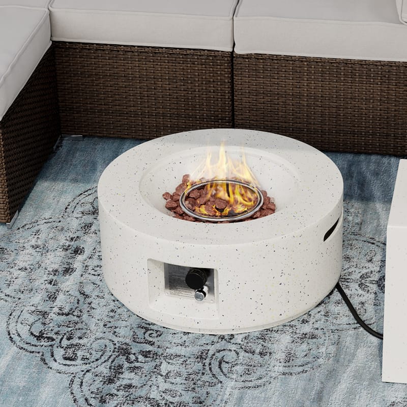 COSIEST Outdoor Patio Round Propane Firepit, 40000BTU - 28" W x 28" D x 12" H
