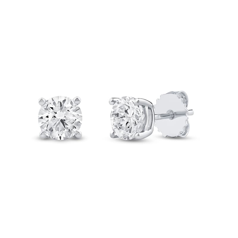 IGI Certified 1ct-4ct TDW Round Lab-Grown Diamond Solitaire Stud Earrings in 14k Gold for Women - 2ct - White