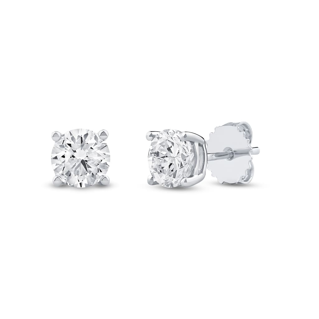 IGI Certified 1ct-4ct TDW Round Lab-Grown Diamond Solitaire Stud Earrings in 14k Gold for Women