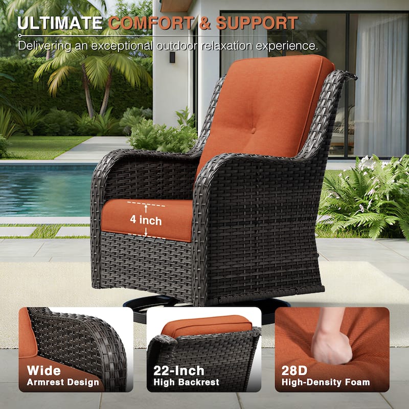 Cozywor Brown Wicker Patio Swivel Rocking Chair