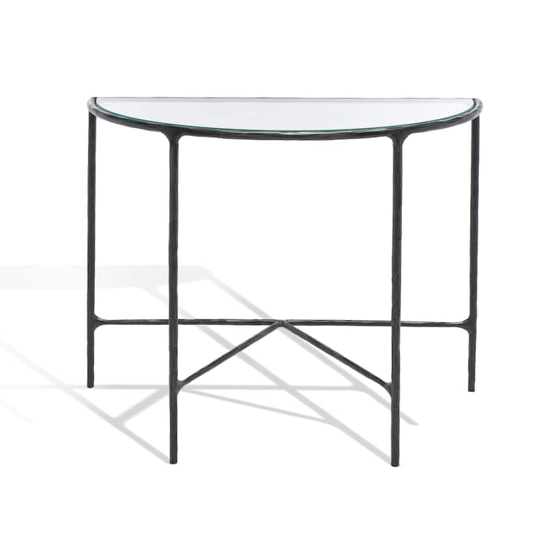 SAFAVIEH Couture Constanca Forged Metal Console Table - 36" W x 18" L x 30" H - 36"W x 18"D x 30"H - Black/Clear