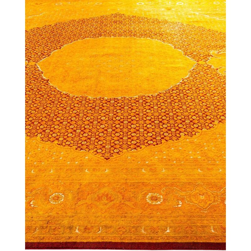 Overton Hand Knotted Wool Vintage Inspired Modern Contemporary Overdyed Orange Area Rug - 8' 1" x 10' 2"