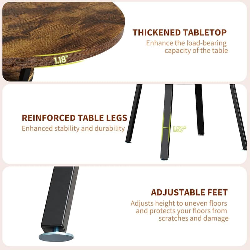 47" Round Kitchen Dining Table with Storage Shelf for Kitchen, Living Room (Table Only)