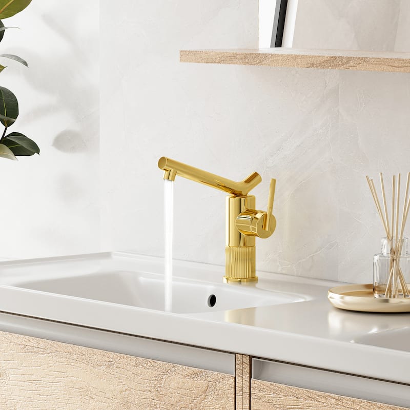 8"H Solid Brass Creative Single Handle Single Hole Bathroom Sink Faucet