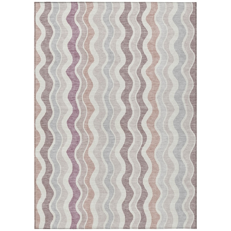 Machine Washable Indoor/ Outdoor Funky Stripe Chantille Rug
