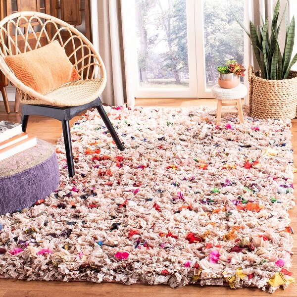SAFAVIEH Handmade Rio Abstract Multicolor Polyester Shag Area Rug