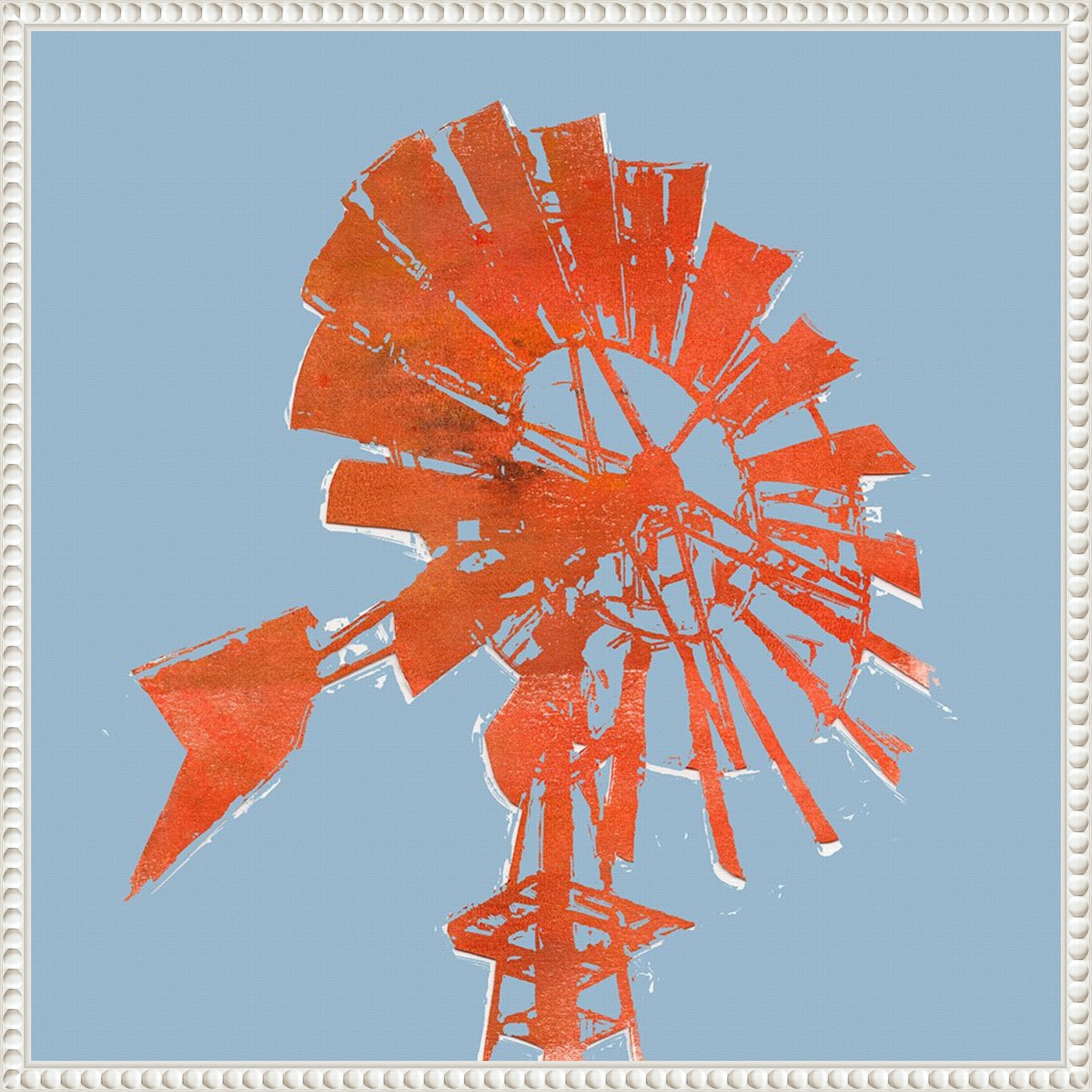 Rusty Windmill I by Jacob Green Framed Canvas Wall Art Print - Sylvie Beaded White