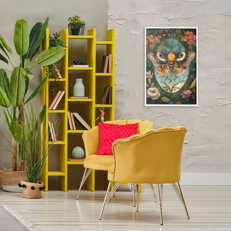 Stupell Ornate Botanicals & Moth Framed Giclee Art Design By The Dutch Lady