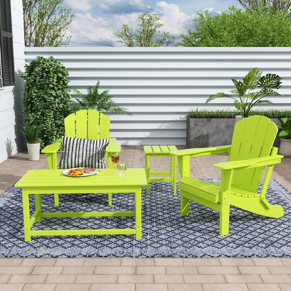 Laguna Hdpe All Weather Outdoor Patio Foldable Adirondack Chairs Conversation Set (4-Piece Set)