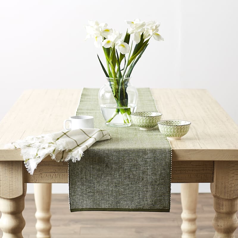DII Black & White 2-Tone Ribbed Table Runner