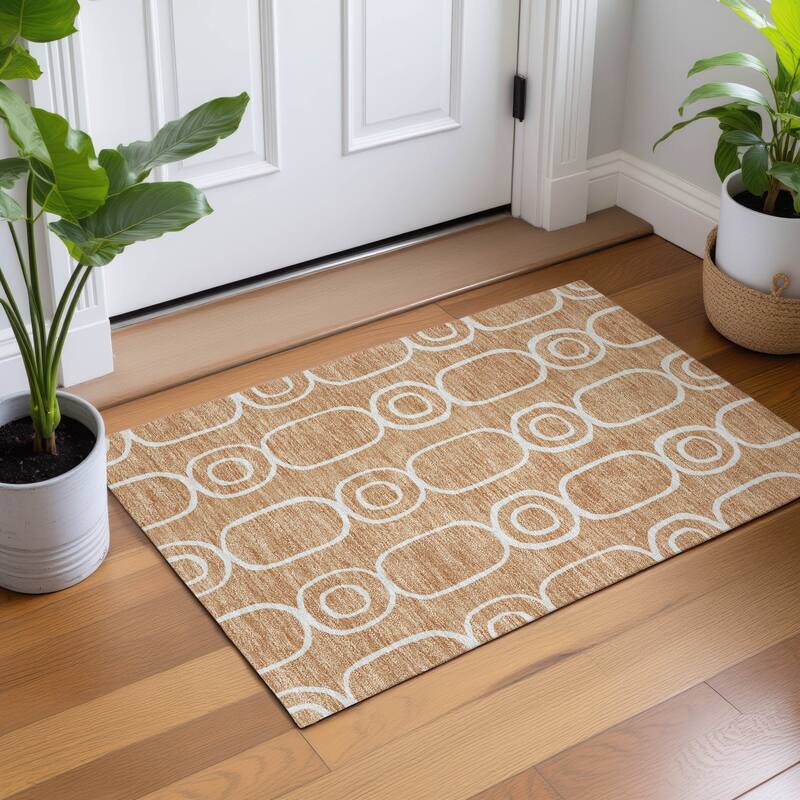 Machine Washable Indoor/ Outdoor Modern Vibe Chantille Rug