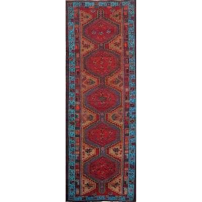 Hand Knotted Oriental 100% Wool Carpet Traditional Tribal Red Ardebil Runner Rug - 10' 6'' X 3' 6''