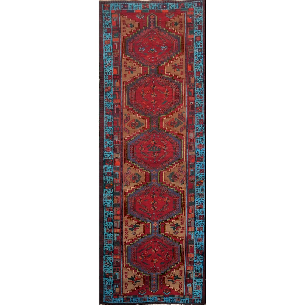 Hand Knotted Oriental 100% Wool Carpet Traditional Tribal Red Ardebil Runner Rug - 10' 6'' X 3' 6''