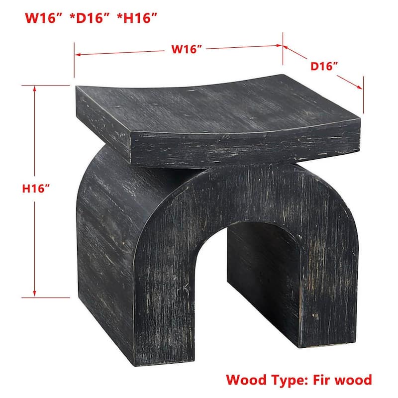 Carrie 16" Accent Stool, Distressed Black