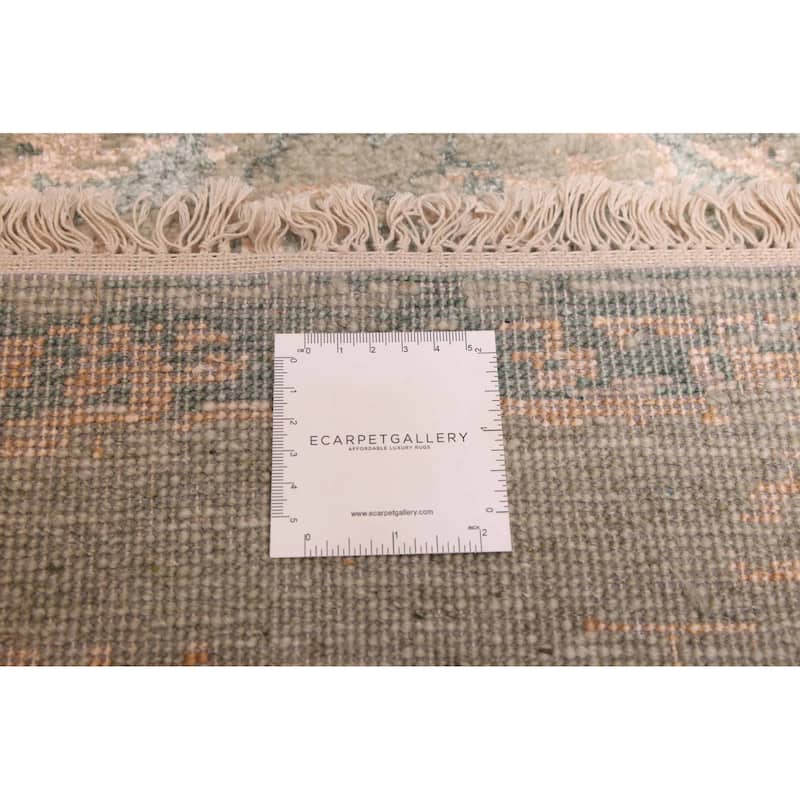ECARPETGALLERY Hand-knotted Legacy Green Silk, Wool Rug - 2'5 x 11'11