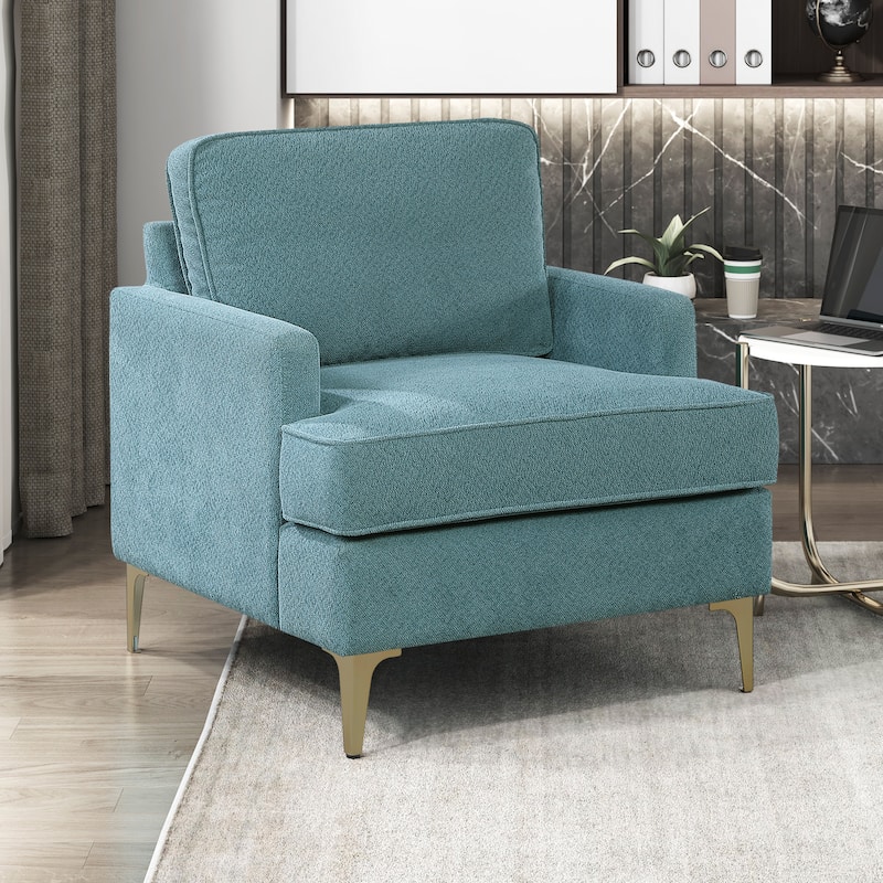 Grove 28.5" Chenille Accent Chair - Brushed Gold Finish Metal Legs