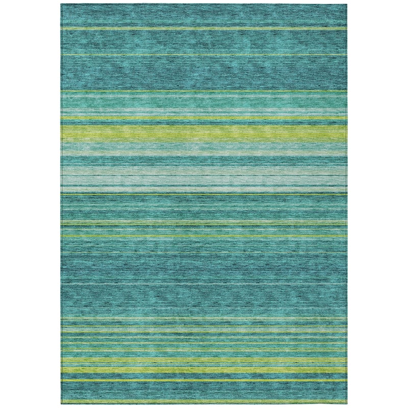 Machine Washable Indoor/ Outdoor Ombre Stripes Chantille Rug