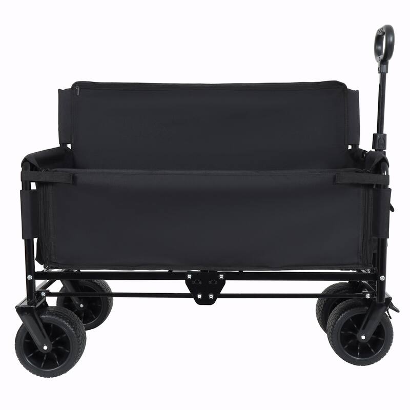 3-in-1 Convertible Folding Wagon Cart with Bench Seat & Storage - 500lbs Heavy-Duty Utility Wagon, 180L Capacity