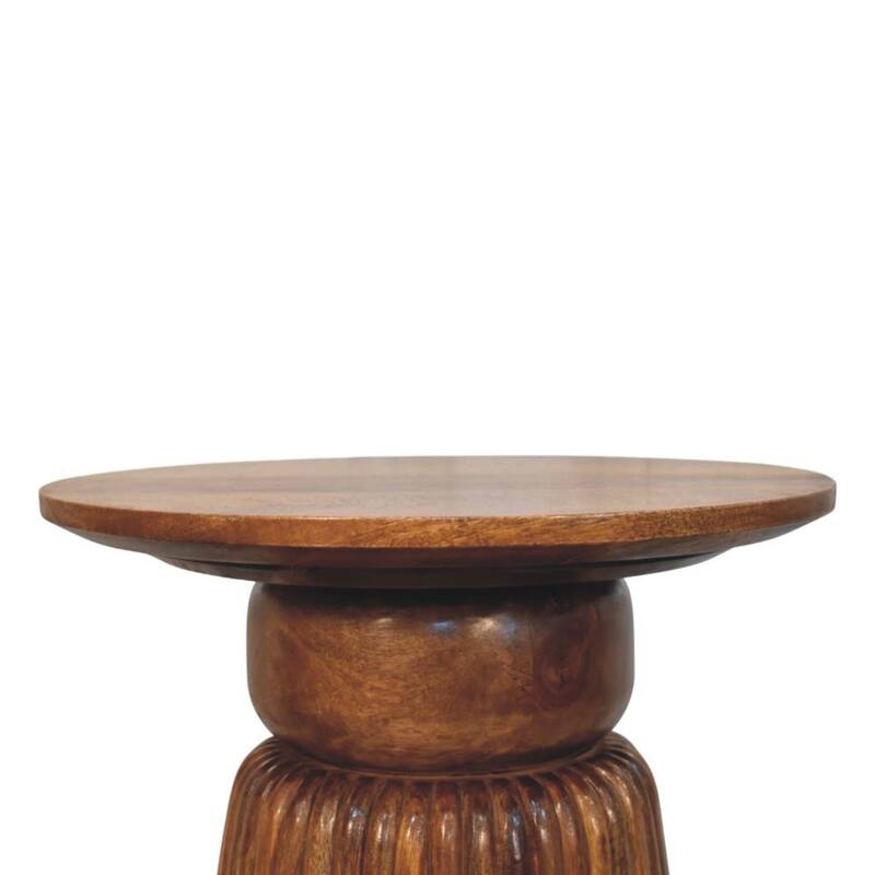 Artisan Furniture Solid Wood Amber Oak Round Side Table , Brown