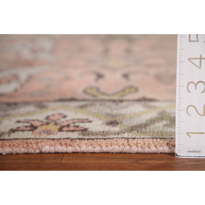 Pink Oushak Style Runner Rug Handmade Wool Carpet - 2'6"x 10'2"