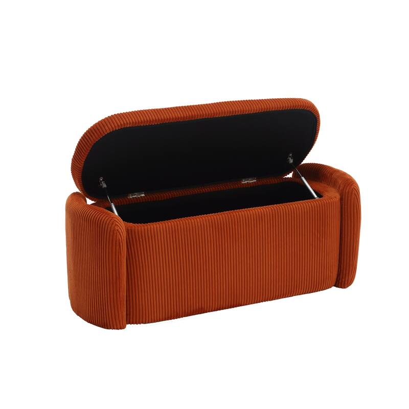 Entryway Upholstered Fabric Storage Ottoman