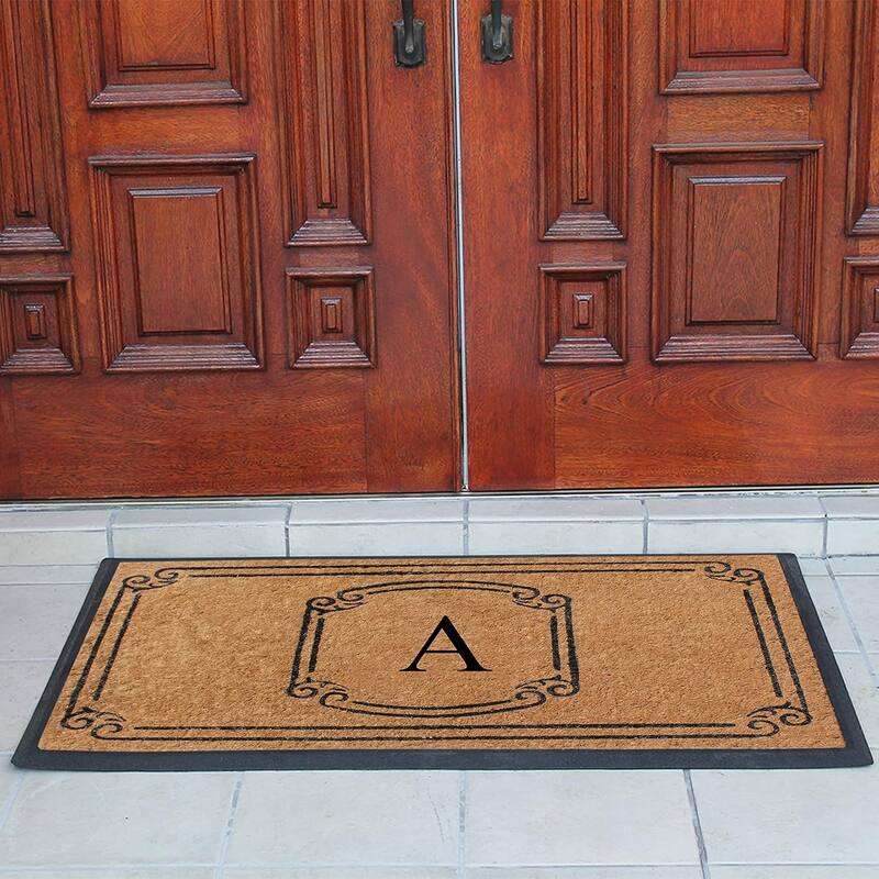 A1HC Natural Coir Monogrammed Door Mat For Front Door, 30"x48"