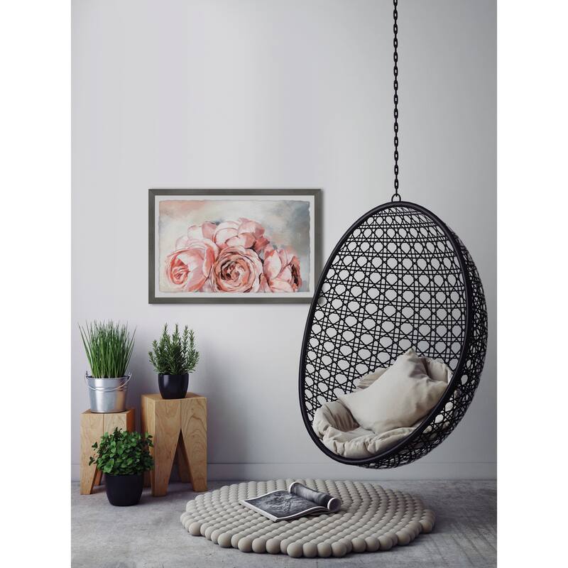 Pink Rose Bouquet Framed Wall Art, Elegant Home Touch - Sophisticated Artwork for Refined Décor