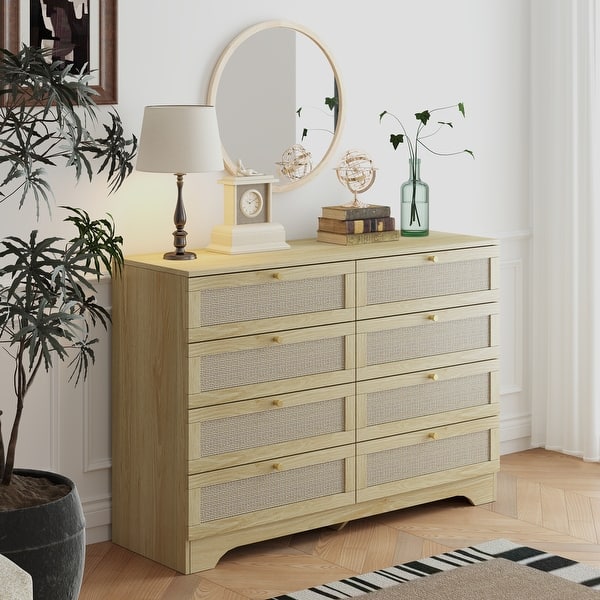 boho double dresser Dresser, Boho, Modern, Mid-Century Modern, 8-Drawer - Bed Bath & Beyond Rattan drawers