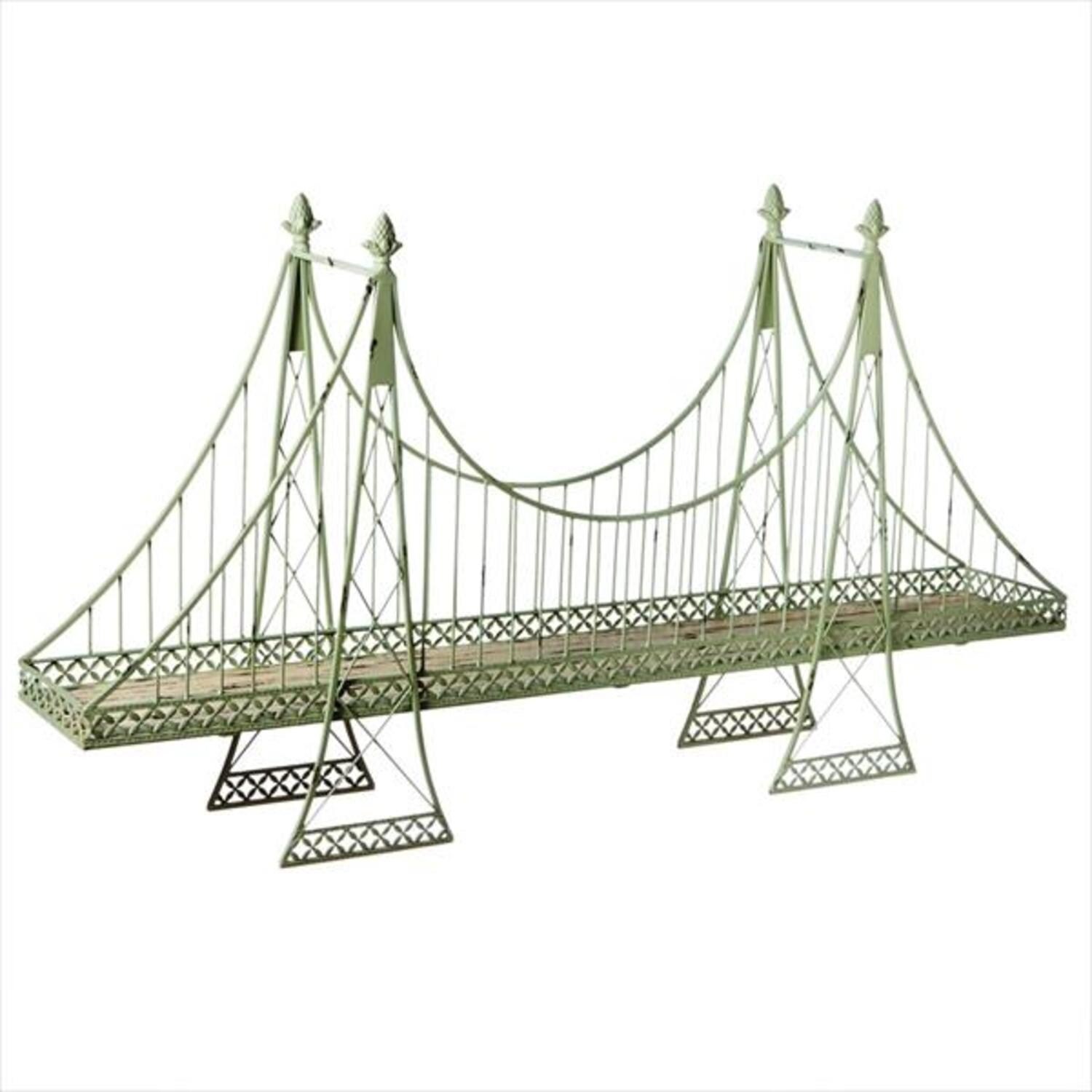Shop 48 Antique Style Distressed Jade Green Bridge Decorative Wall Shelf Overstock 16611755