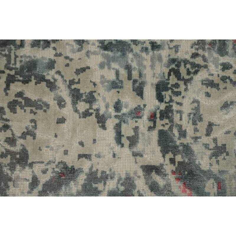 Hand Knotted Oriental Viscose Silk Carpet Modern Abstract Pink Abstract Area Rug - 6' 4'' X 4' 1''