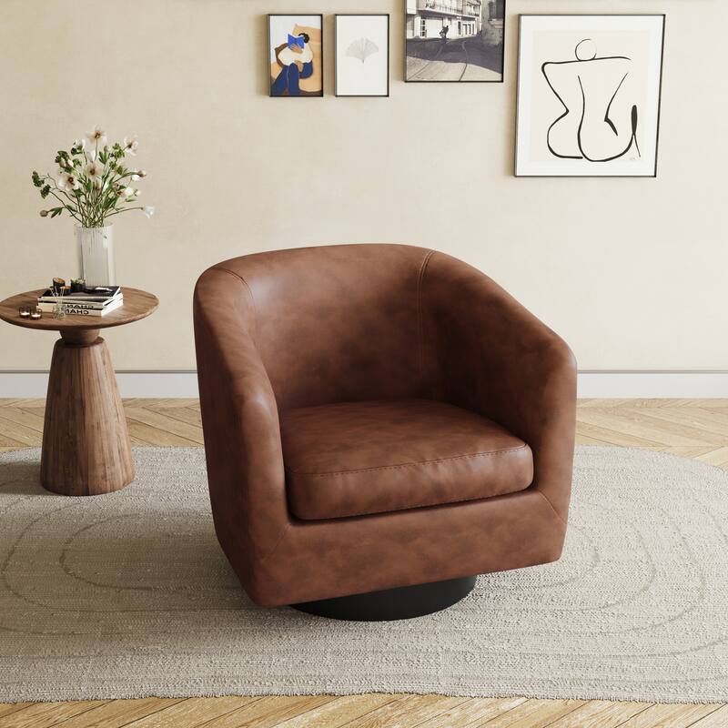 Modern 360°Swivel Accent Chairs Barrel Armchairs